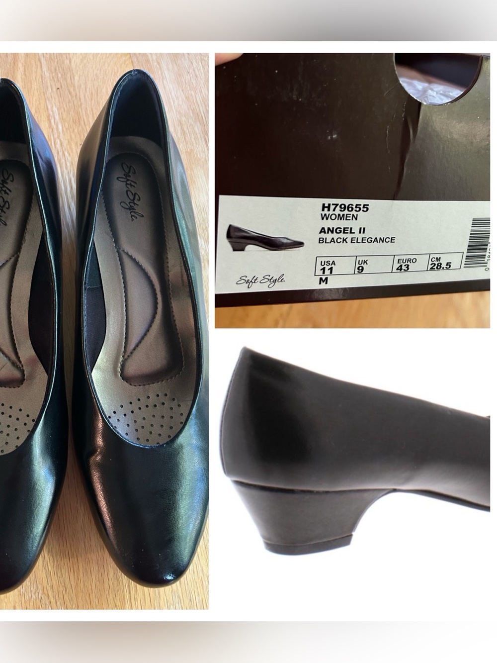 Soft Style Low Heel Black Shoes